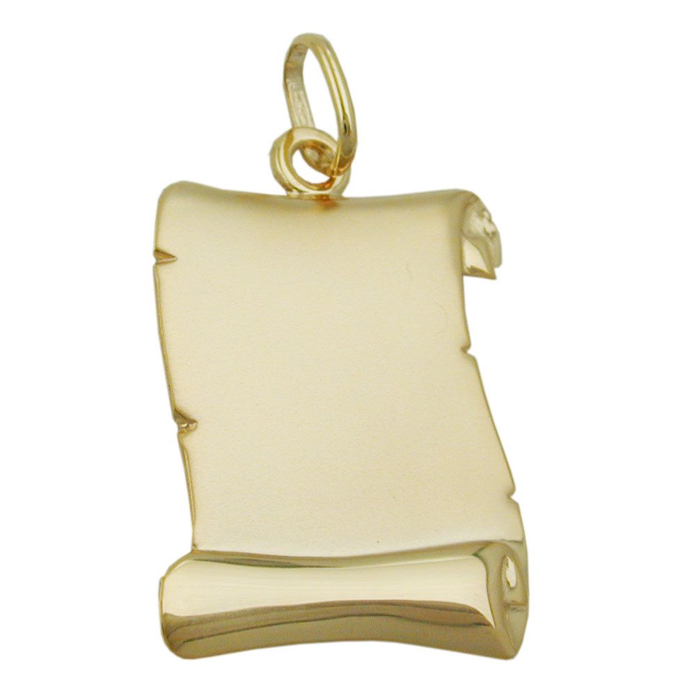Kettenanhänger Gravurplatte Dokumentenrolle, 375 Gelbgold