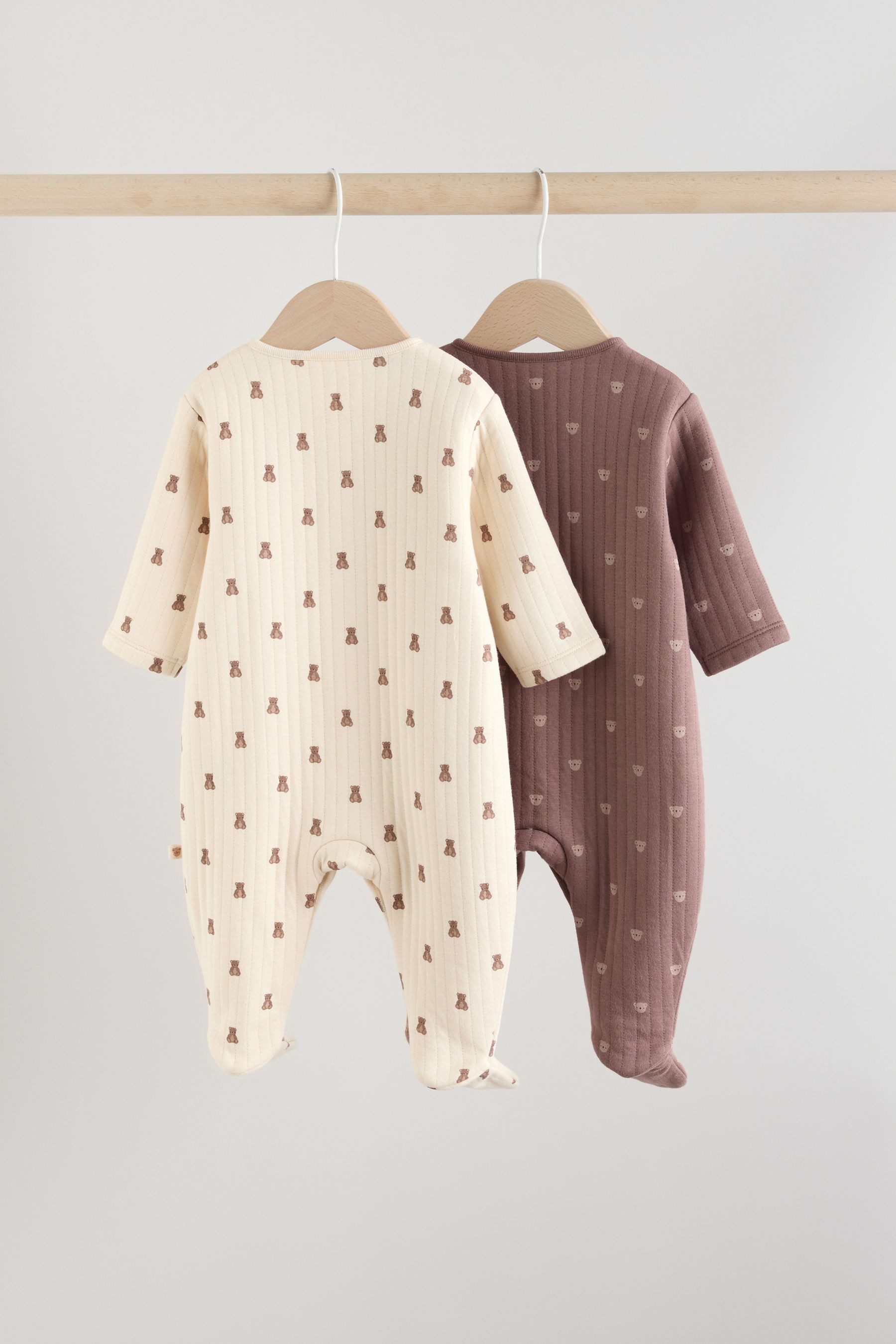 Next Schlafoverall 2er-Pack Gesteppte Baby-Schlafanzüge, Bär (2-tlg)