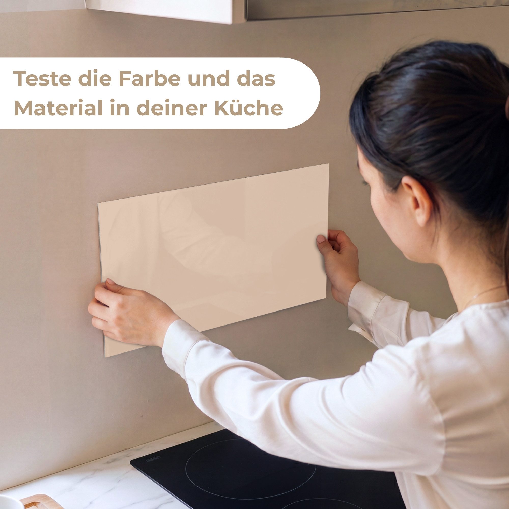 KitchenYeah Küchenrückwand Muster selbstklebend (keine Folie) Beige - Farben - Unifarben, (1-tlg), Spritzschutz, Küche, Rückwand, Küchenwand, Küchenfront, 30x20 cm