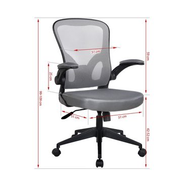 TRISENS Chefsessel Harry (1 Stück), Bürostuhl mit hochgeklappten Armlehnen Home Office Chair in Mesh-Optik