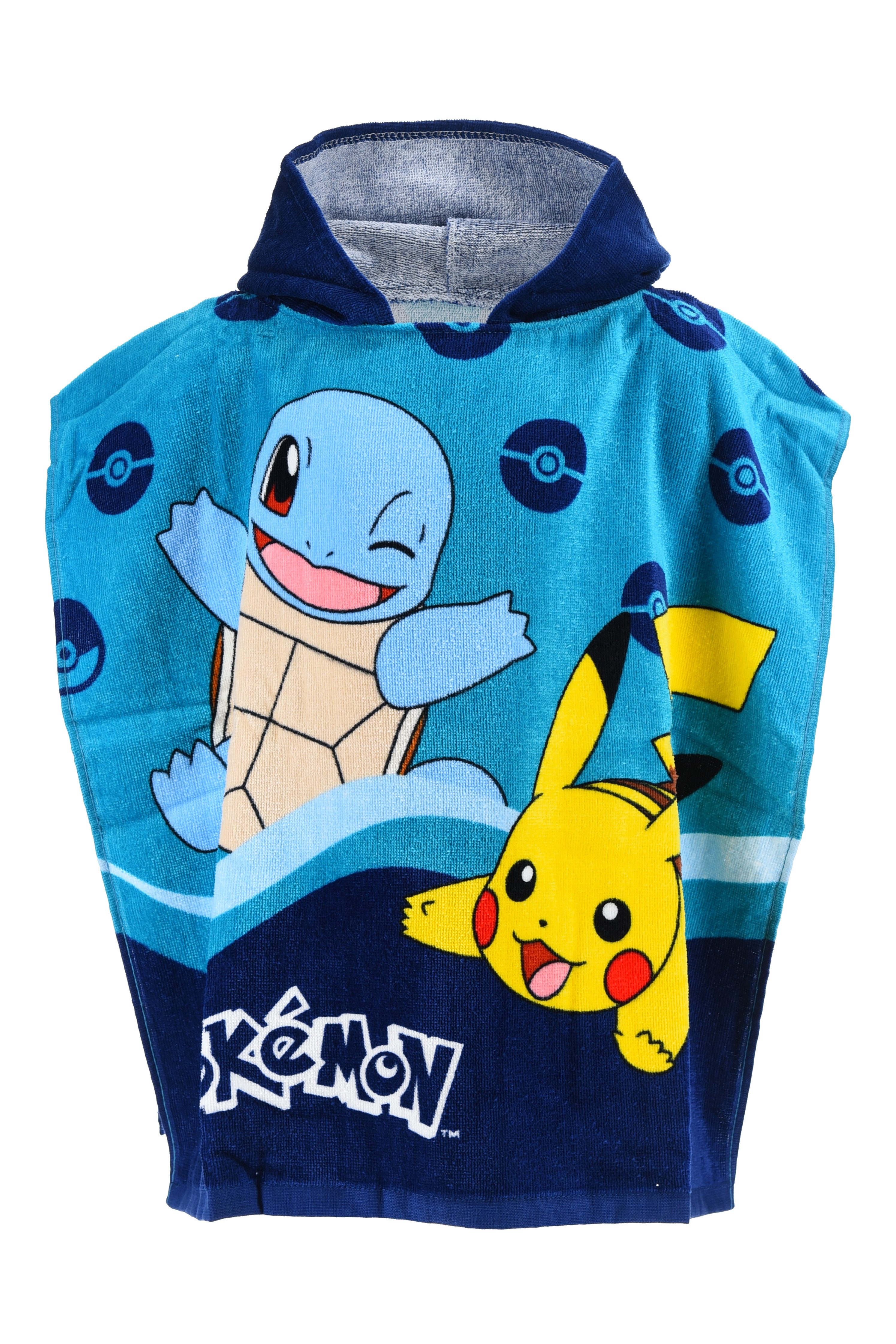 POKEMON JUEGO DE CARTAS Badeponcho Pokemon Kinder-Badeponcho, Kapuze, Pikachu, Squirtle, 100% Baumwolle