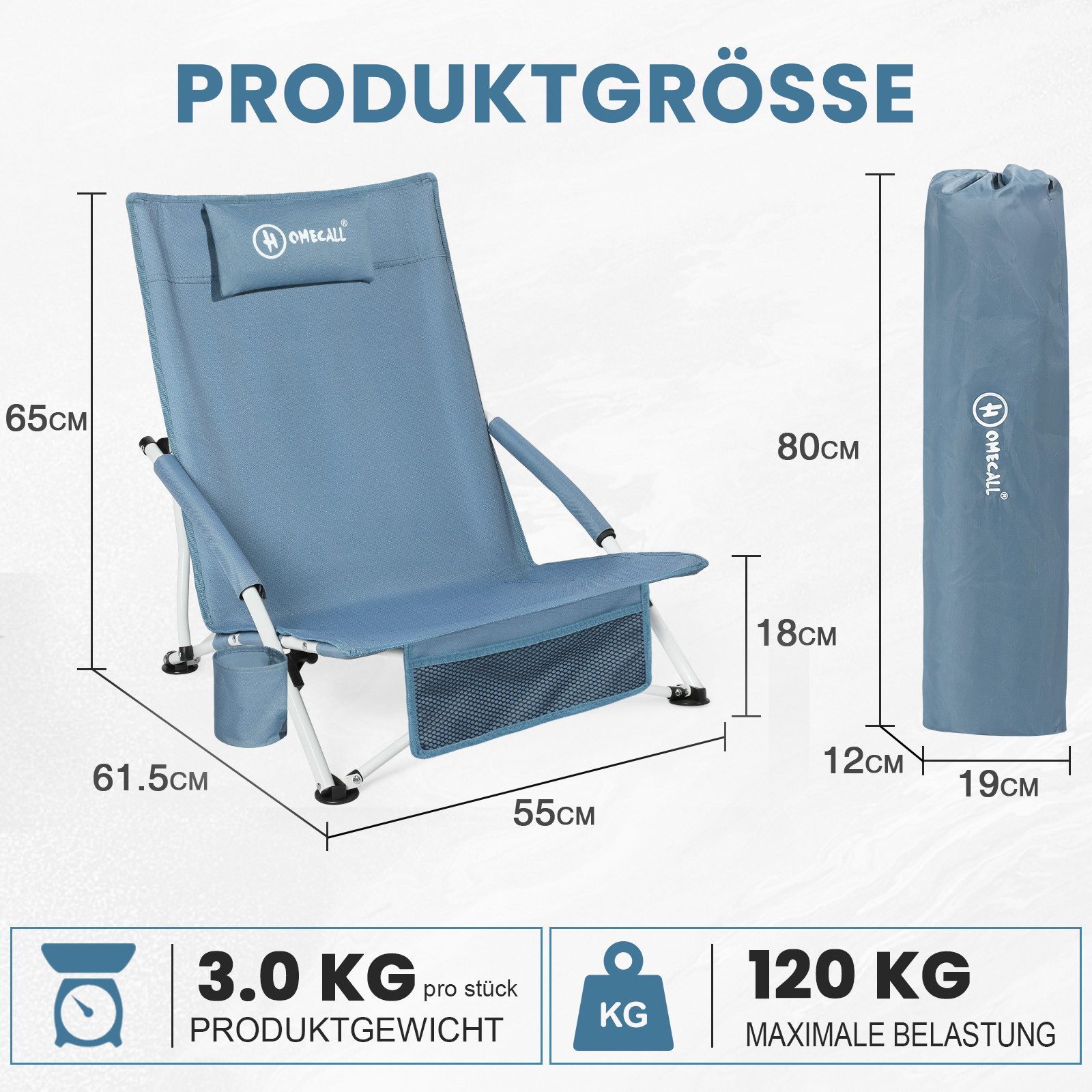 HOMECALL Klappstuhl Strandliegestuhl Klappbar leicht niedriger Strandstuhl günstig online kaufen