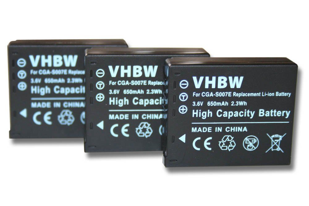 vhbw passend für Panasonic Lumix DMC-TZ1, DMC-TZ2, DMC-TZ3, DMC-TZ4, Kamera-Akku 650 mAh