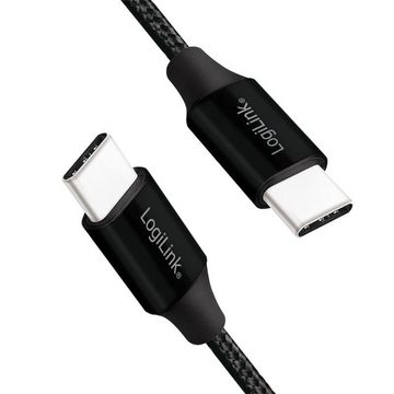 LogiLink CU0153 USB-Kabel, (30 cm), USB-C zu USB-C Stecker, für PC oder Notebook, Schwarz