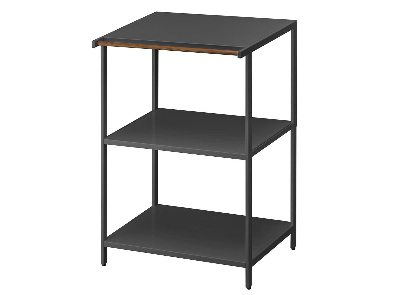Yamazaki Küchenregal Tower Regal Küche Standregal mit 3 Ebenen Metall, platzsparend, schwarzes Metallregal, 5 Aufhängehaken, Handtuchstange