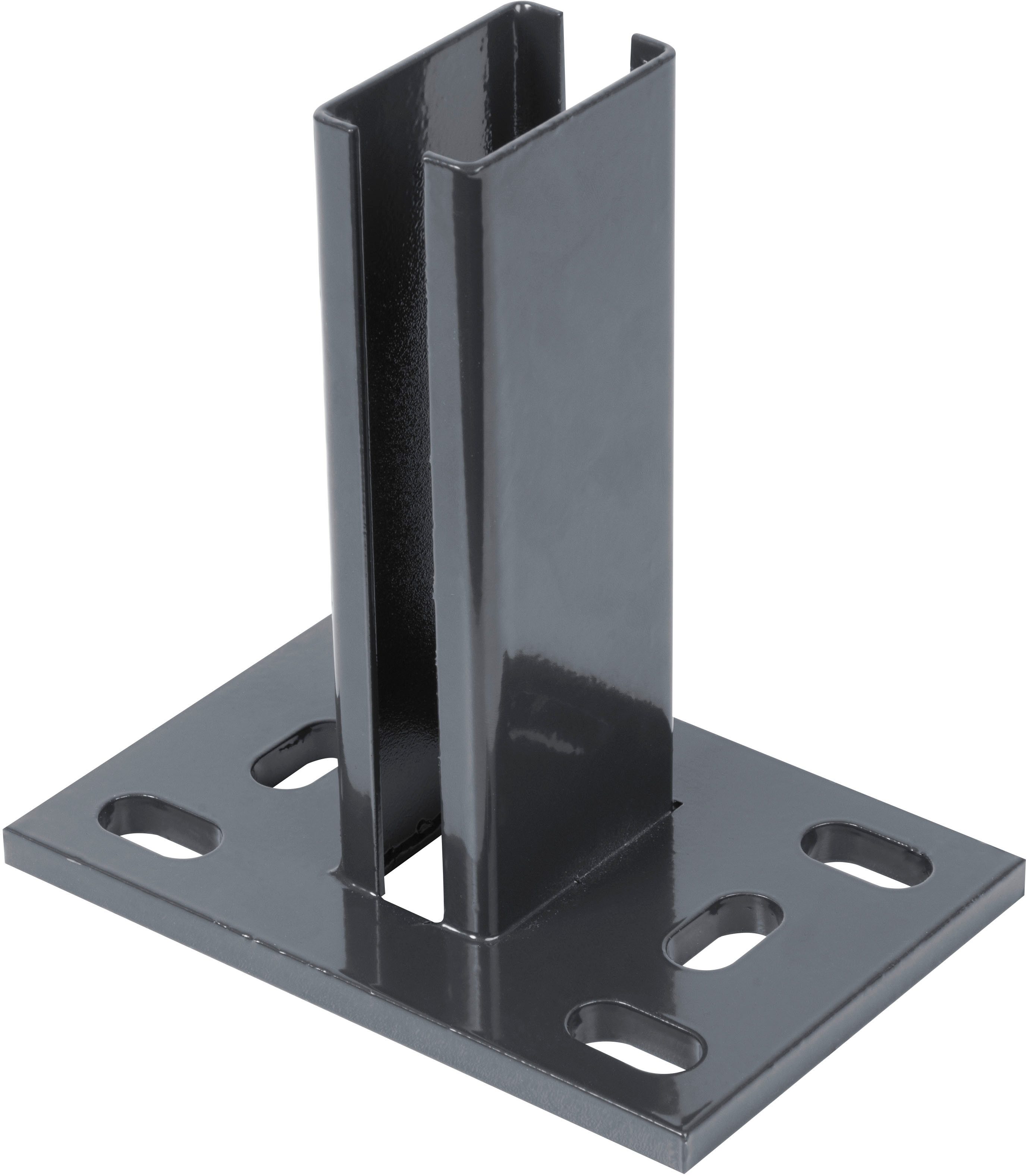 Alberts Pfostenträger, zum Aufschrauben, für Zaunpfosten 60x40 mm für Doppelstabmatten, Platte 150x100 mm
