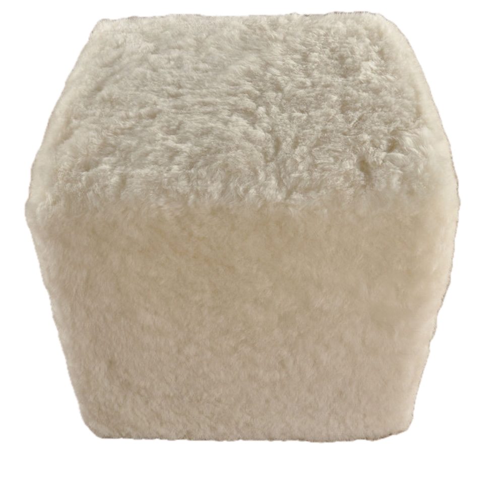 KUHFELL online & NOMAD Hocker Hocker Ottomane Sitzwürfel Pouf echtes Lammfell 40x40x40 cm kurzwollig, Einzelstück, Naturprodukt, Weich, Schmutzabweisend, Pflegeleicht