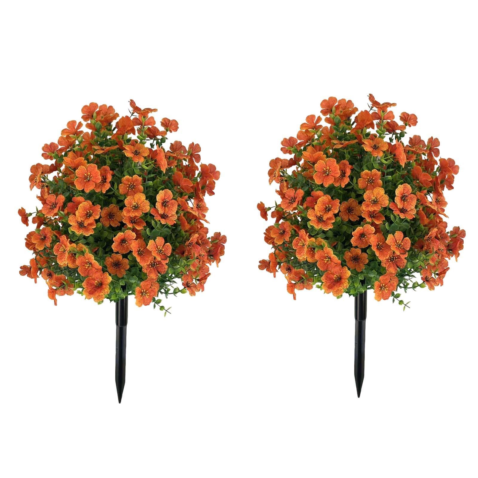 Kunstpflanze Künstlicher Buchsbaum Kugelbaum mit Erdspieß 2er-Set Gartendekor, GarveeMore