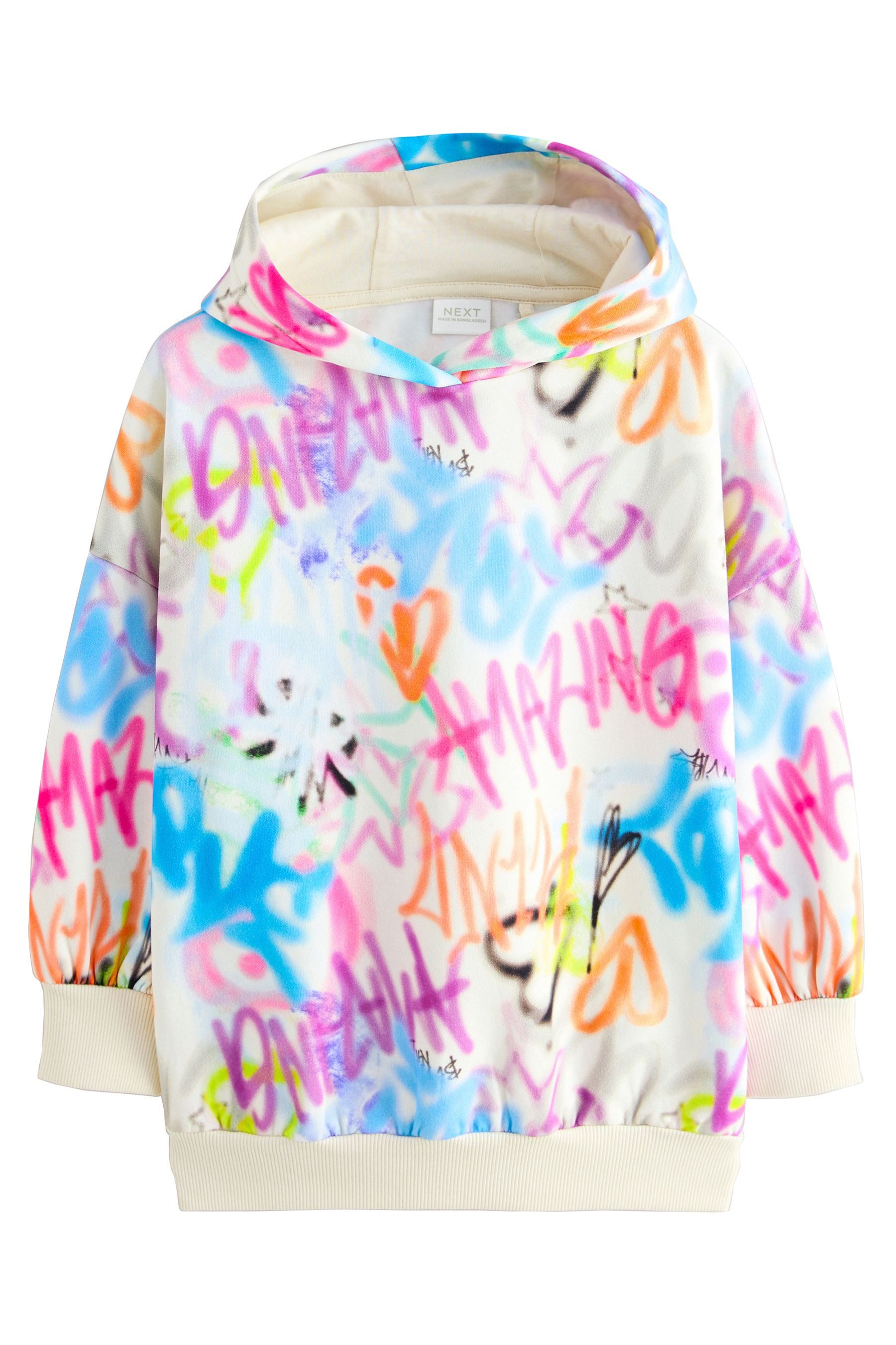 Next Kapuzenpullover Langes Kapuzensweatshirt Graffiti (1-tlg) günstig online kaufen