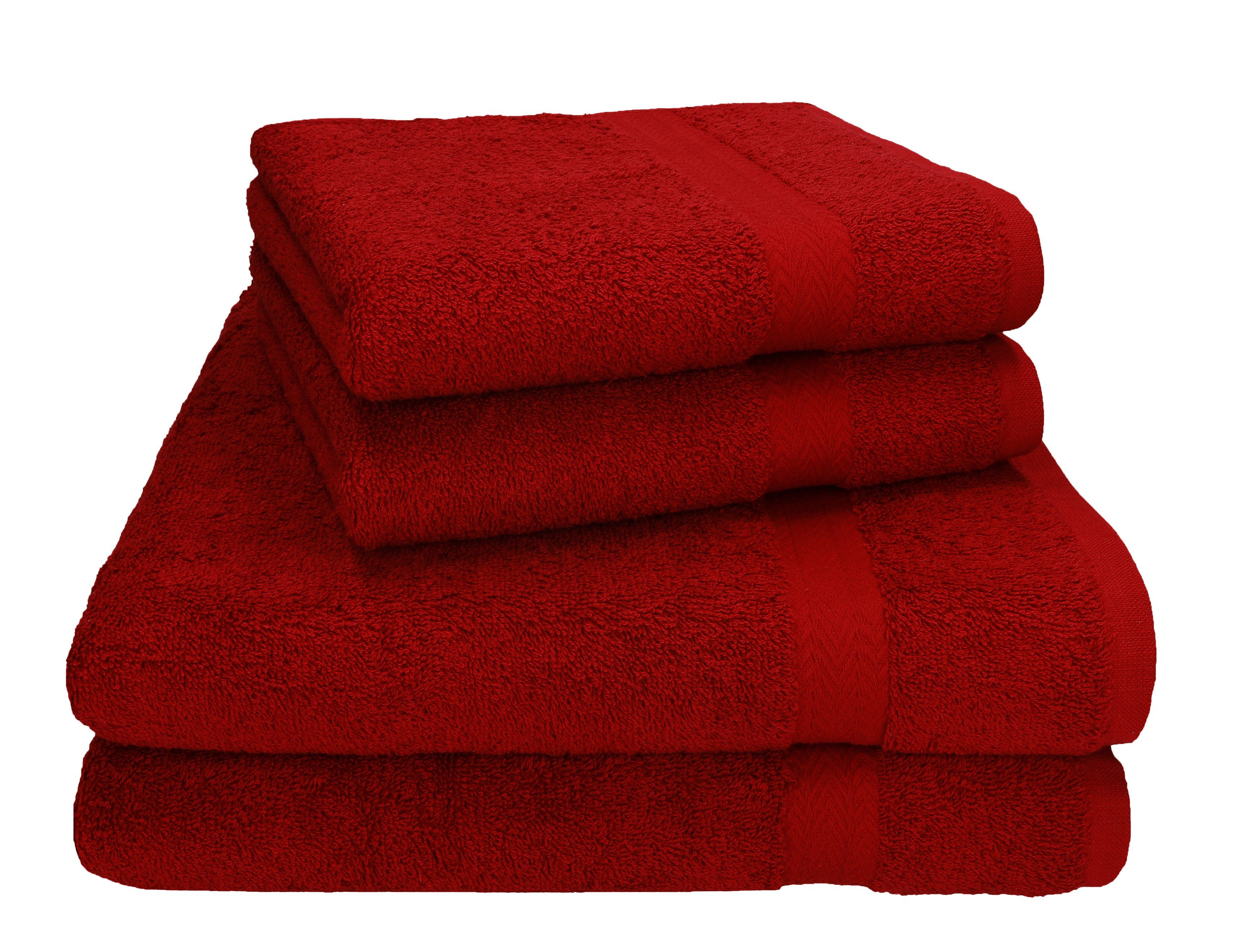 Betz Handtuch Set 4-tlg. Baumwolle, 100% Handtücher 2 (4-tlg) und PREMIUM 2 Duschtücher, dunkelrot