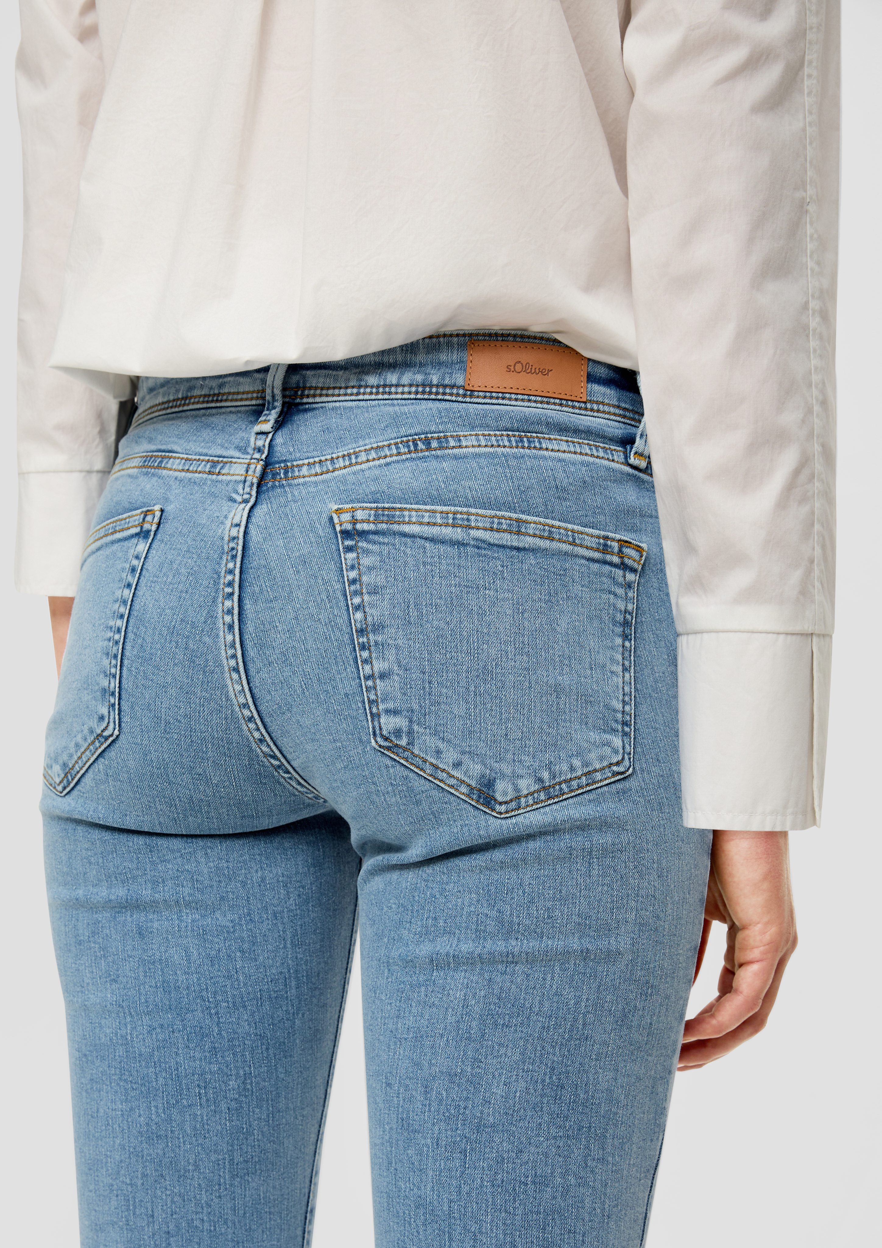Leder-Patch s.Oliver blau Baumwollstretch Betsy Mid / / Jeans / Leg Slim Slim Fit/ 5-Pocket-Jeans Rise