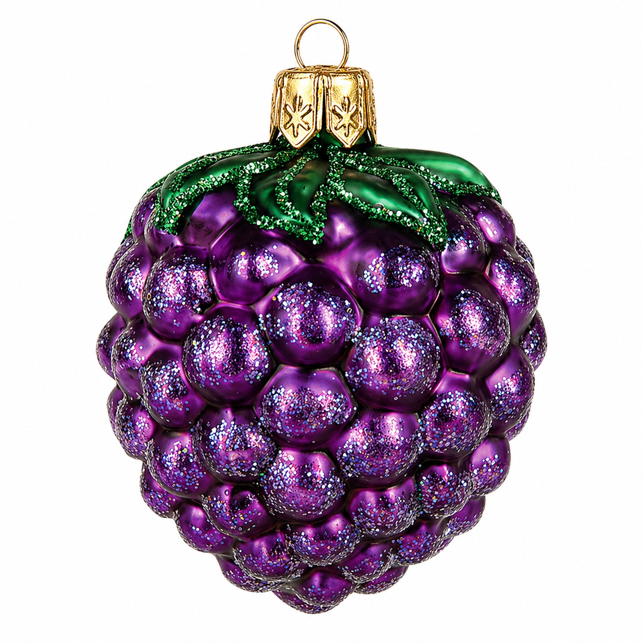 IMPULS Christbaumschmuck, Christbaumanhänger Brombeere aus Glas 4cm Lila Grün