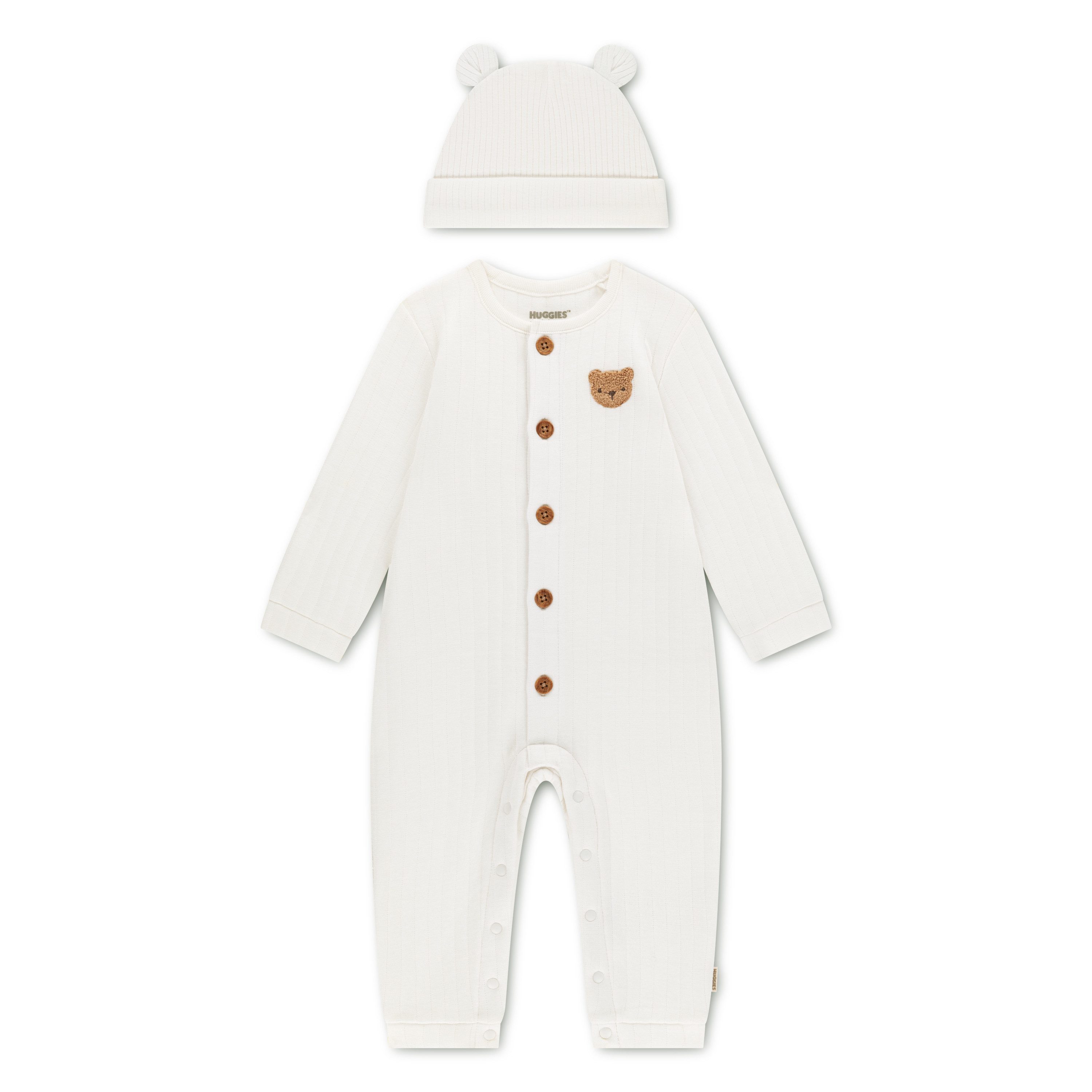 HUGGIES babywear Neugeborenen-Geschenkset HUGB COVERALL ATTACHMENT (Set, 2-tlg) mit passendem Mützchen