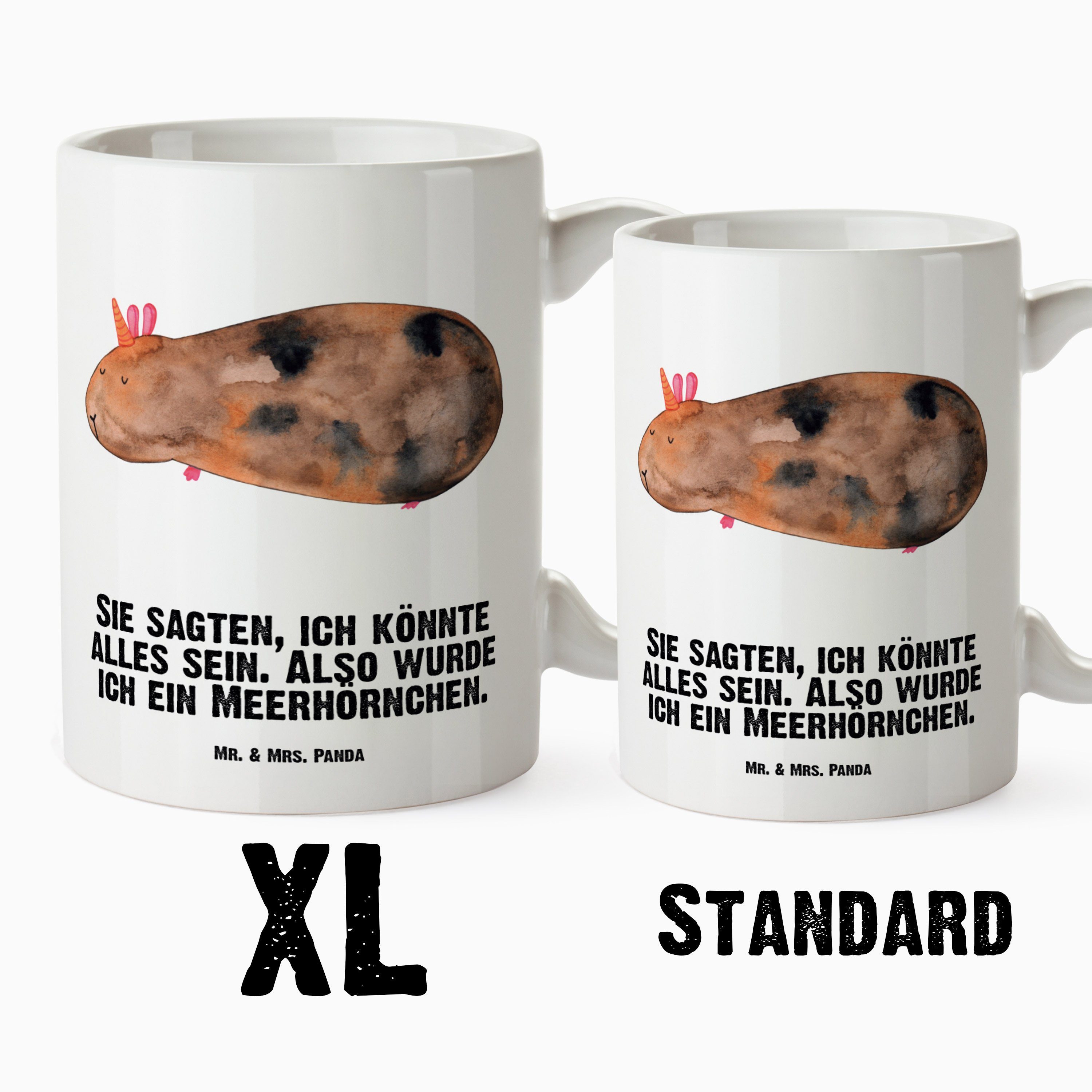 Mrs. Meerhörnchen Einhörner, Groß, Tasse Weiß XL - - Keramik Geschenk, Einhorn, Panda & Tasse XL Becher, Mr.