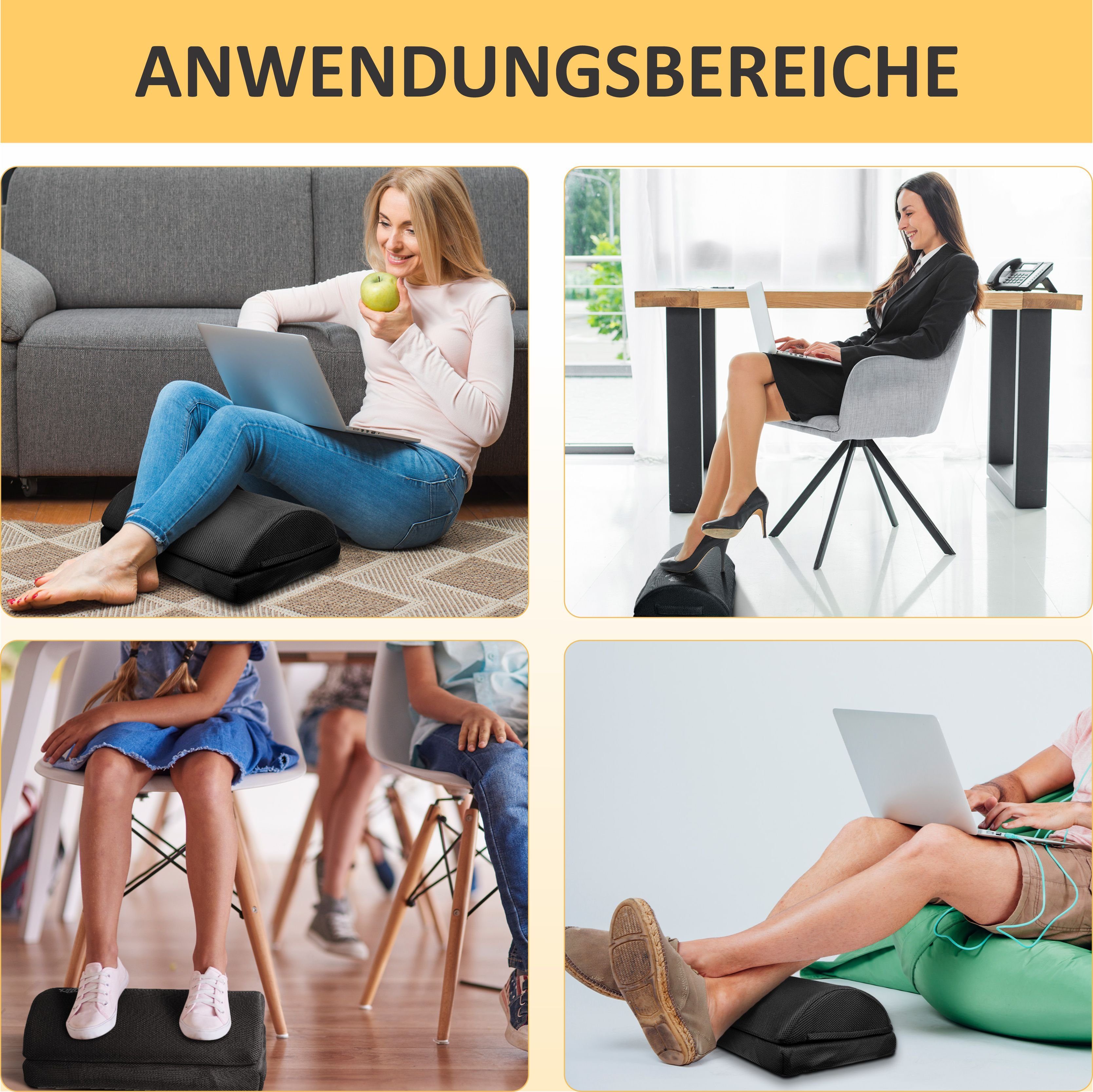 HappyU Fußstütze Schreibtisch Fußhocker geg. Höhenverstellbar, Knieschmerzen, Rücken & Ergonomisch