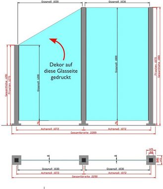 STAKET PRO Zaun, (Set), Glaszaun, Gesamtlänge: 2,29 m, 3 Pfosten