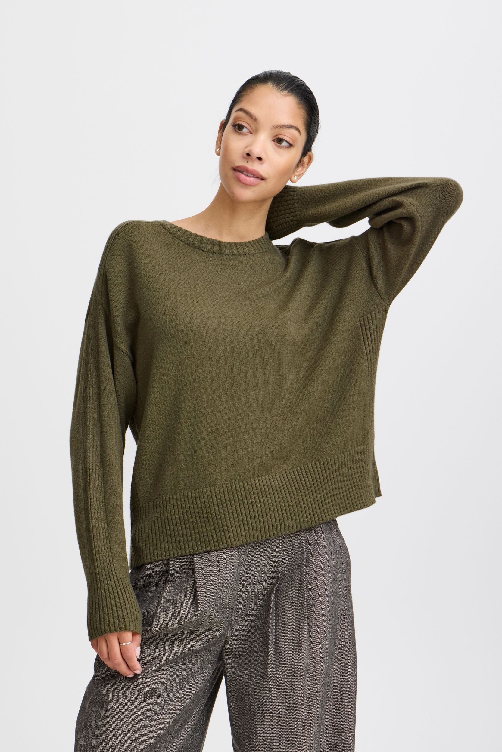 b.young Strickpullover Loose Fit Kurz Langarm günstig online kaufen