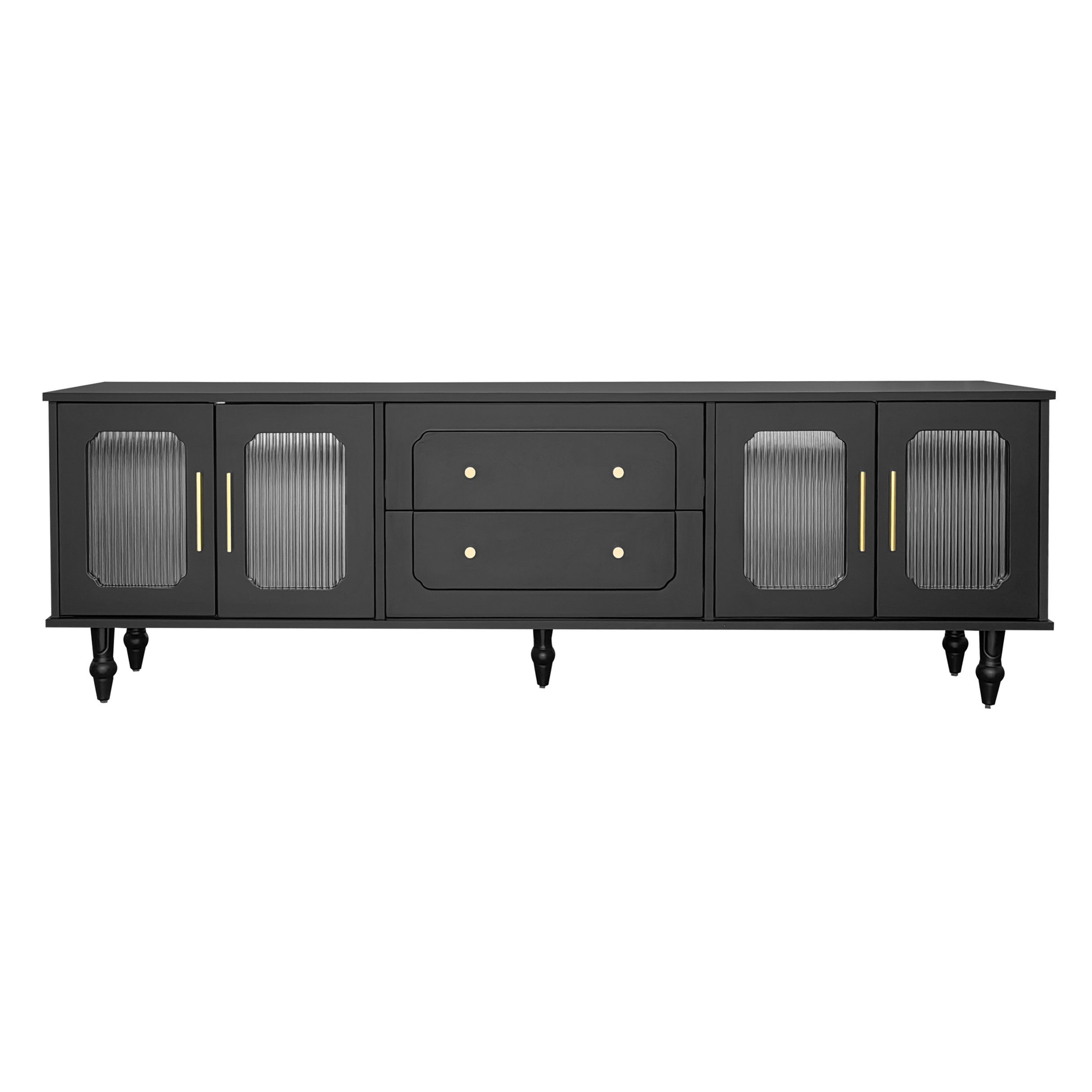 Merax Lowboard mit Schubladen und Türen, TV -Schrank mit Glastüren,Fernsehtisch Vintage,TV-Board
