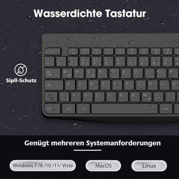 KOORUI Kabellos, Leise Deutsches Layout QWERTZ Tastatur- und Maus-Set, mit 12 Funktionstasten 2.4 GHz für Windows,MacOS,Linux mit PC Spielen