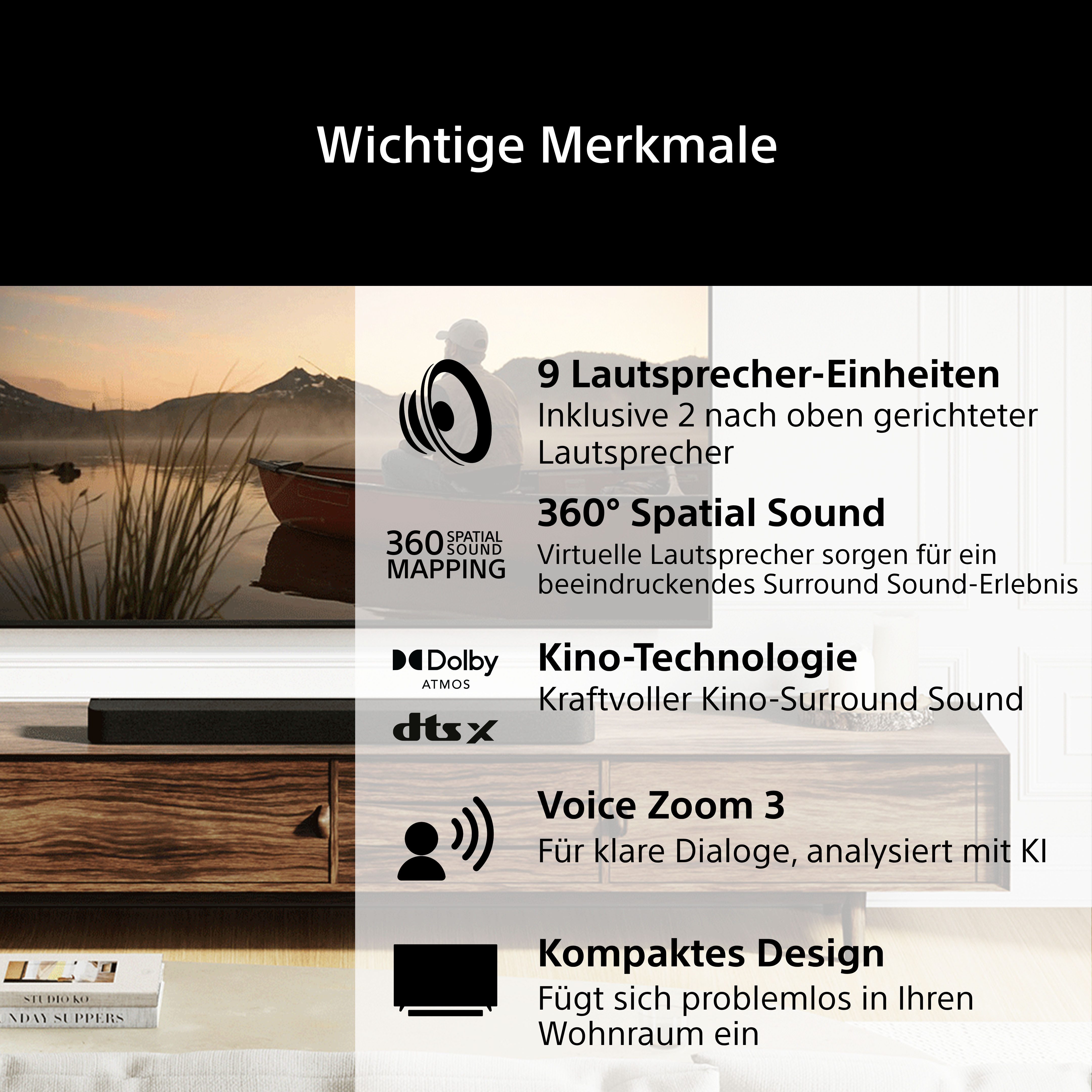 Sony BRAVIA Theatre Bar 7 Soundbar (Bluetooth, WLAN (WiFi), 9 Lautsprechereinheiten, Dolby Atmos/DTS:X, 360 Spatial Sound)