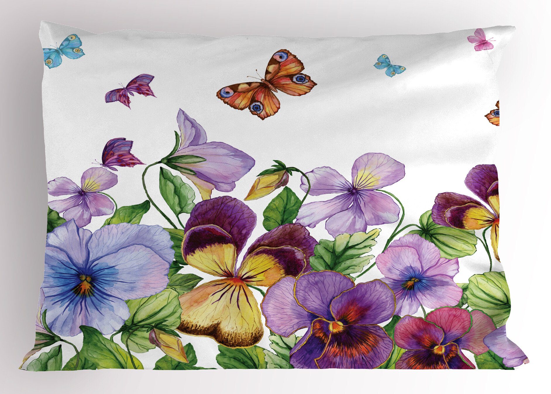 Kissenbezüge Dekorativer Standard King Size Gedruckter Kissenbezug, Abakuhaus (1 Stück), Blumen Insekten floral Besonderheiten