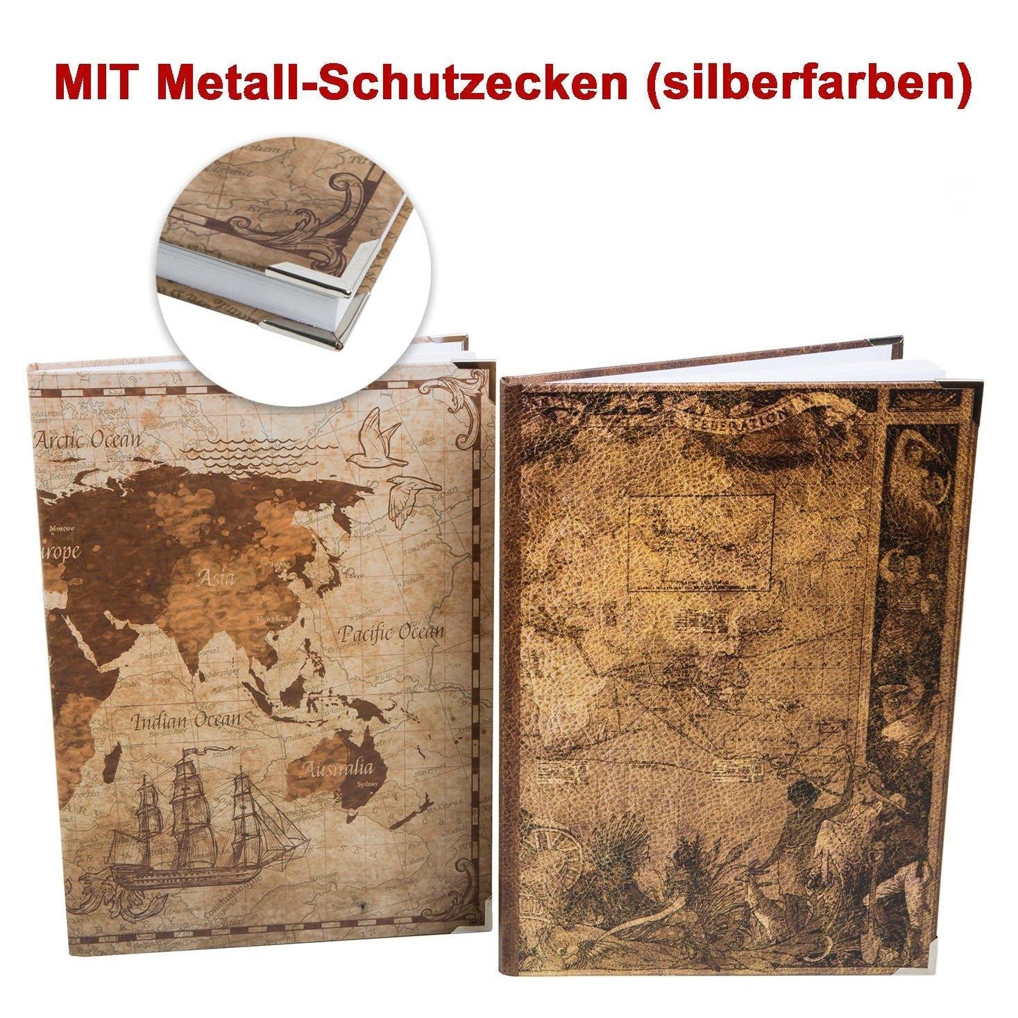 Logbuch-Verlag Klappkarte Geschenkset 2 Notizbücher DIN A4 Blanko + liniert - Weltkarte Globus