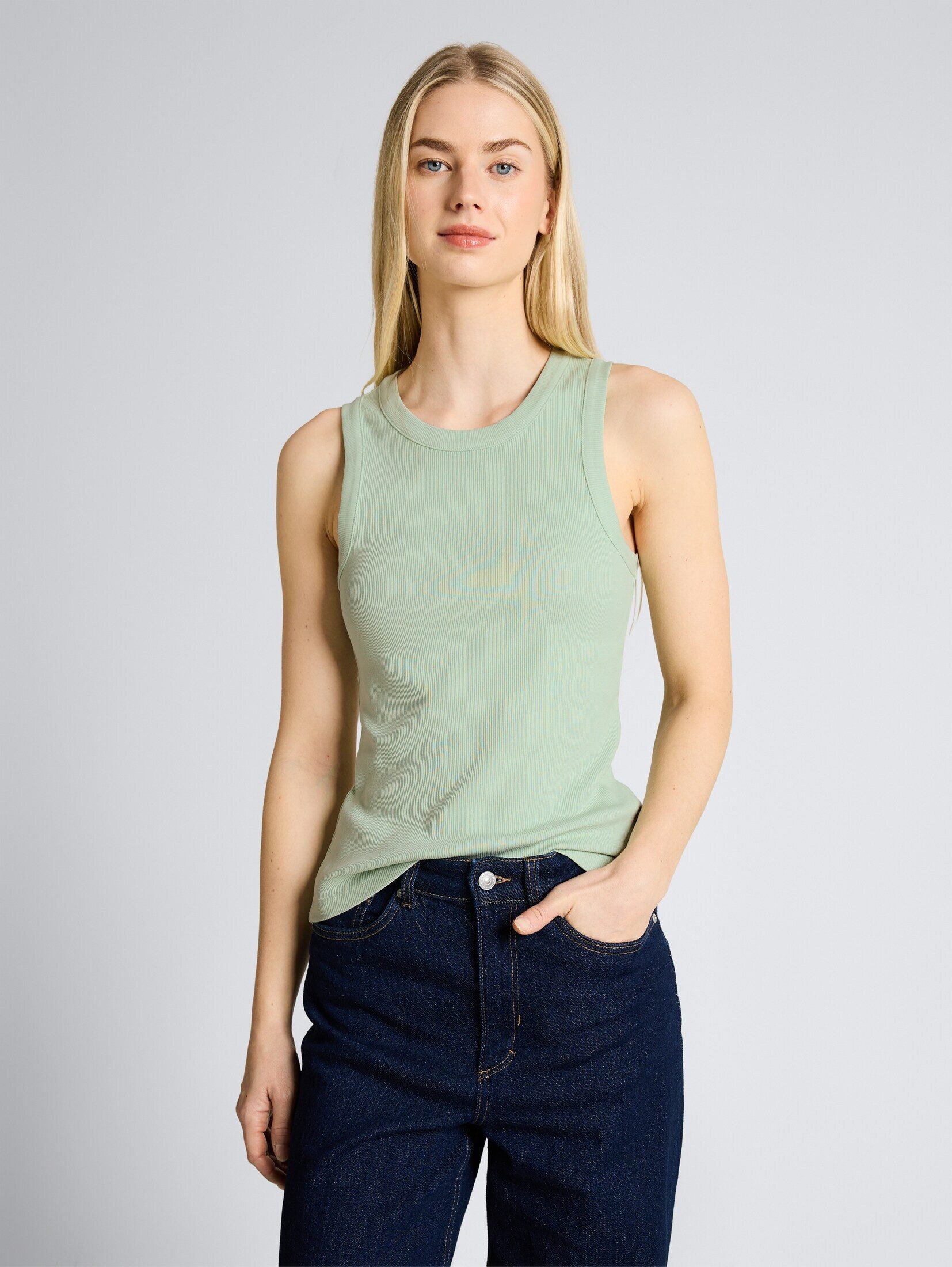 TOM TAILOR Denim Trägertop T-Shirt Slim Fit Top mit Rippstruktur günstig online kaufen