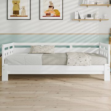 GOOLOO Daybett Daybett Tagesbett Ausziehbar Bett,90*190cm,Kiefer massiv Ohne Matratze, mit 2. Schlafgelegenheit und Rollrost Herzform Bett Weiß