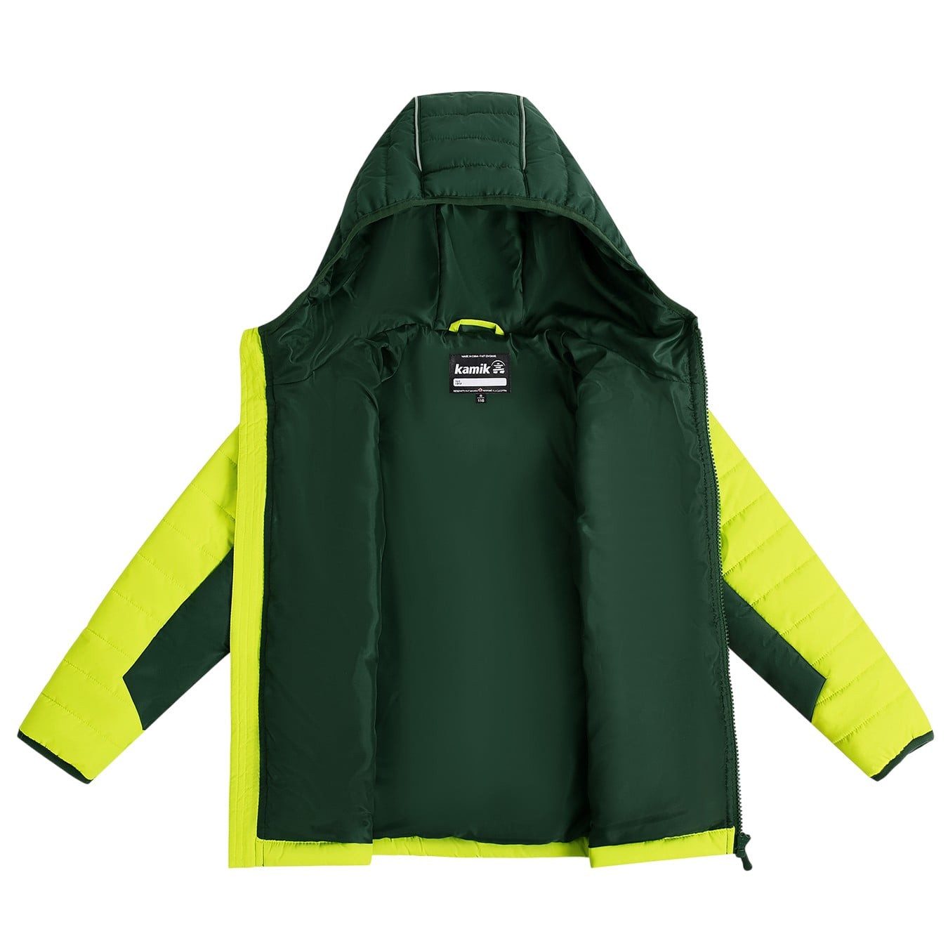 Kamik Allwetterjacke Steppjacke Nell (Ganzjahresjacke, winddicht, reflektierend) gelb/grün
