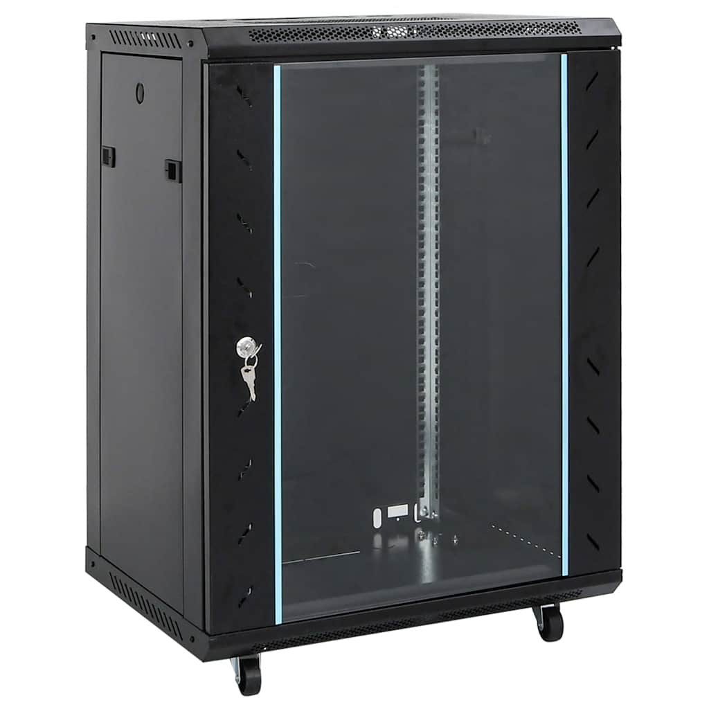 vidaXL Netzwerkschrank 15U Netzwerkschrank 19" IP20 Schwarz 60x45x86 cm