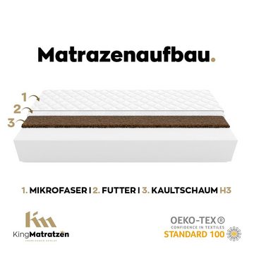 Kaltschaummatratze KingKINDER PLUS 120x200x12cm aus hochwertigem Kaltschaum, KingMatratzen, 12 cm hoch, Rollmatratze mit waschbarem Bezug und Kokosmatte