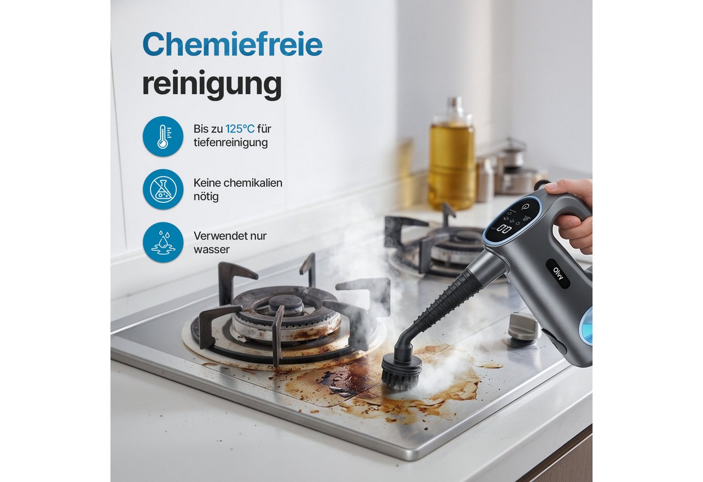 Olvy Handdampfreiniger Olvy 12-in-1 Hand-Dampfreiniger mit Touchscreen