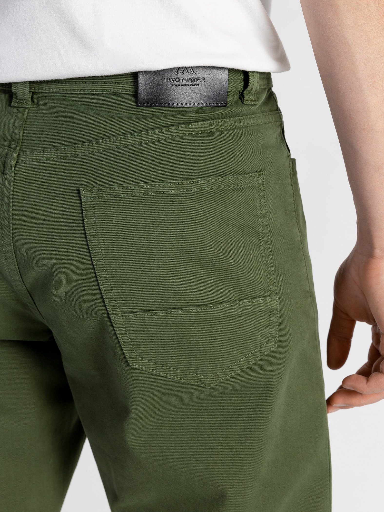 Grün Stoffhose Farbauswahl, mit 5-Pocket Bund, elastischem GOTS-zertifiziert TwoMates
