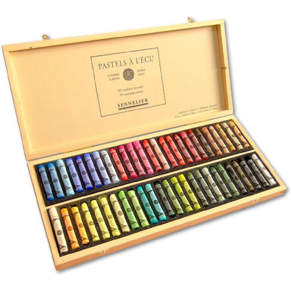 SENNELIER Pastellkreide Soft Pastelle Holzkoffer Set, 50 Pastell-Sticks