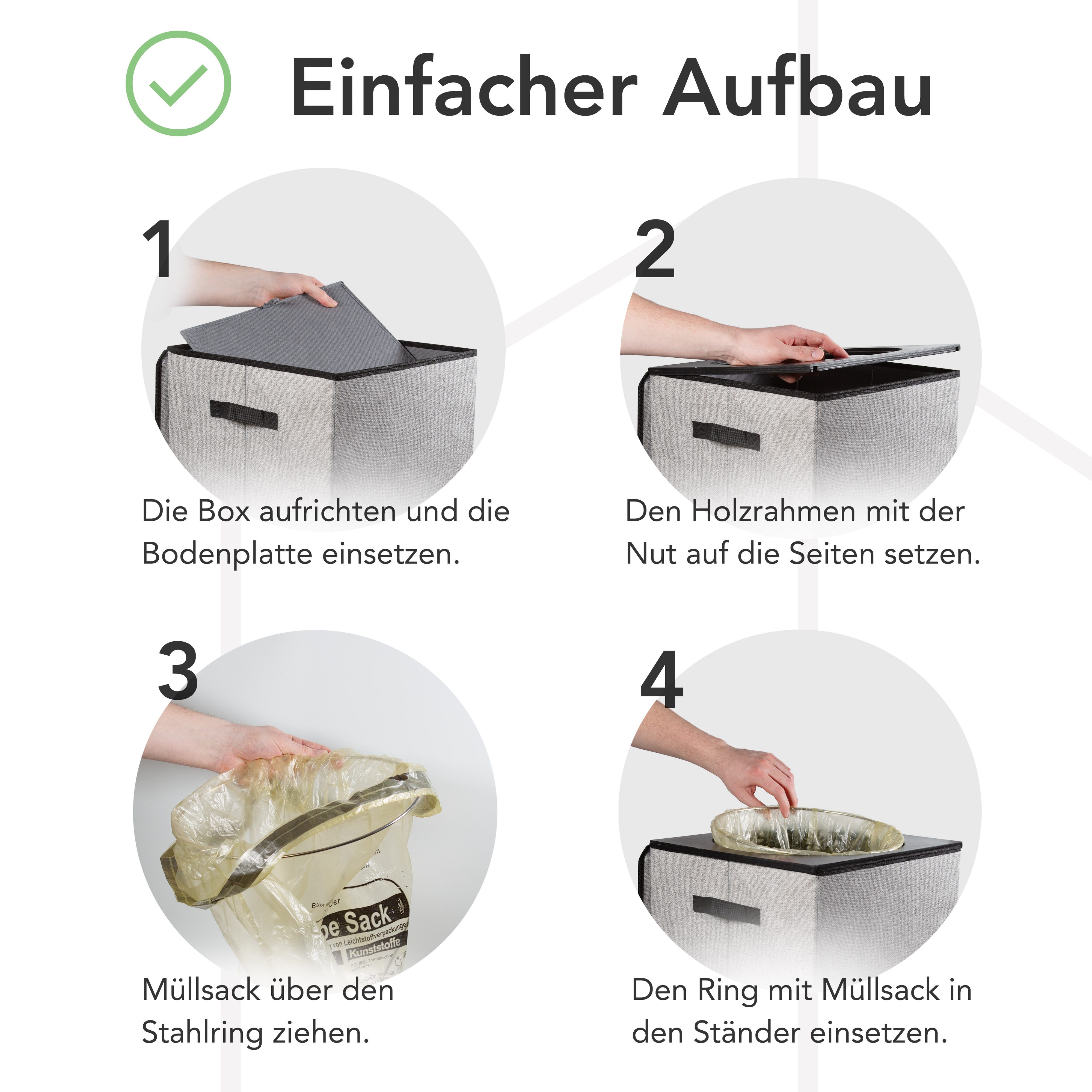 NewHabitat Müllsackständer Gelber Sack Ständer 70L – Gelber Sack Mülleimer mit Klappdeckel, Grau