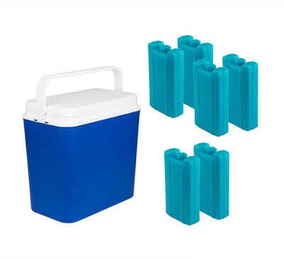 BigDean Outdoor-Flaschenkühler Kühlbox 24 Liter blau + 6 Kühlakkus bis zu 9 Std. Kühlung Kühltasc