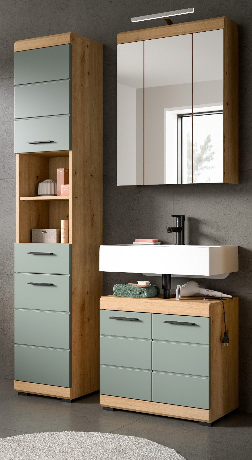 Inn.Furn Badmöbel-Set Shawn, (Badezimmer in Salbei günstig online kaufen