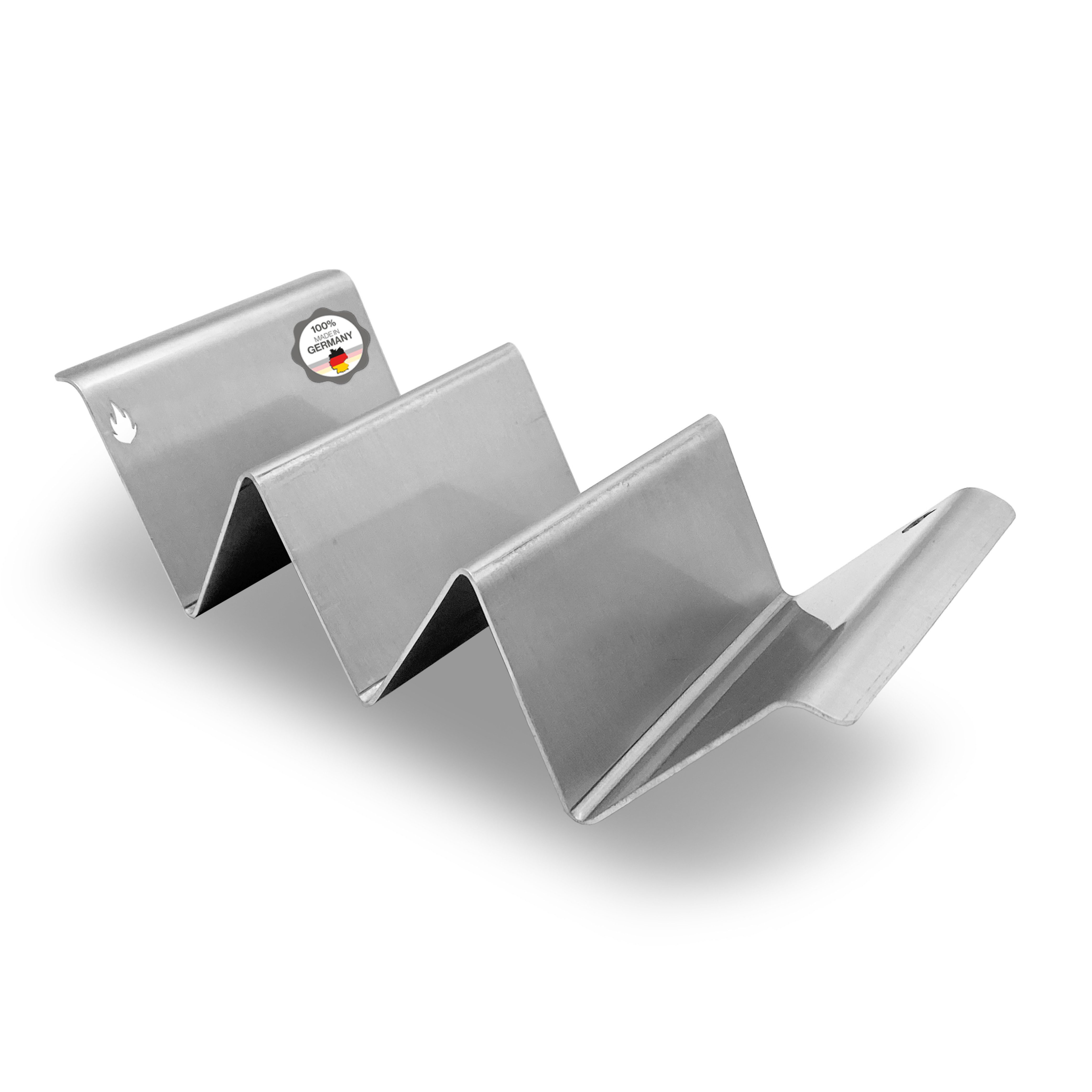 Feuerfest 123 GmbH Hotdog-Maker Halter aus Edelstahl für Hot-Dogs, Burritos oder Tacos, Grillzubehör, perfekt für Hotdogs & Co