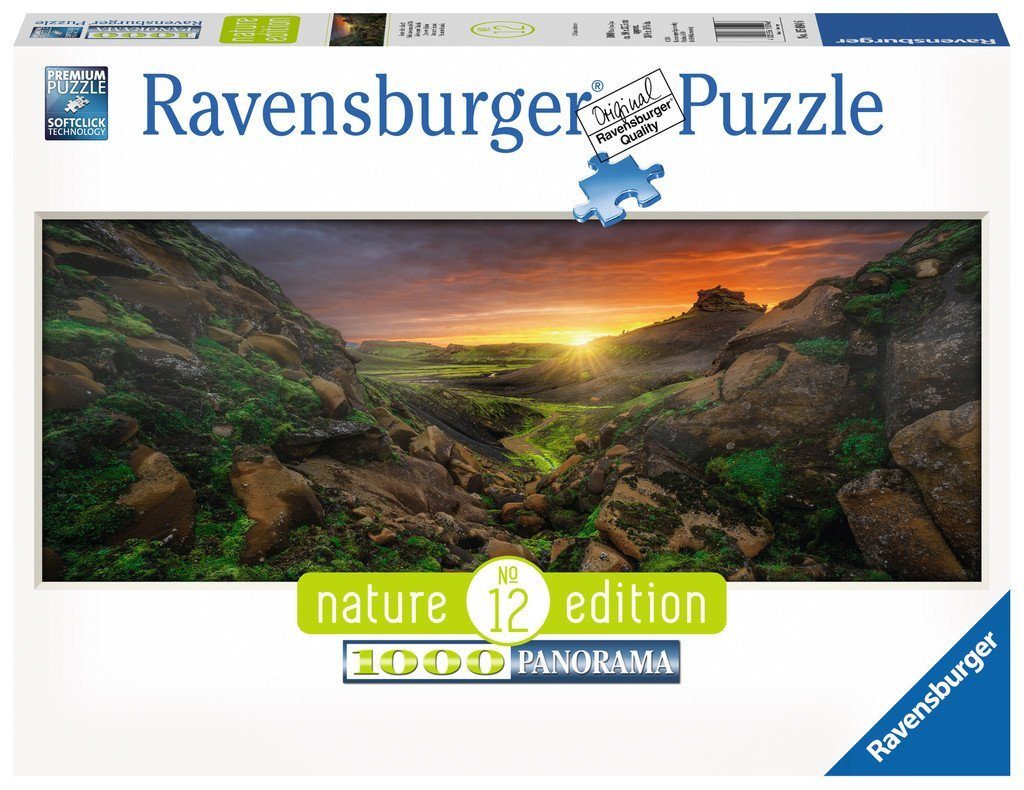 Ravensburger Puzzle Sonne über Island 1000 Teile Panorama Puzzle, Puzzleteile