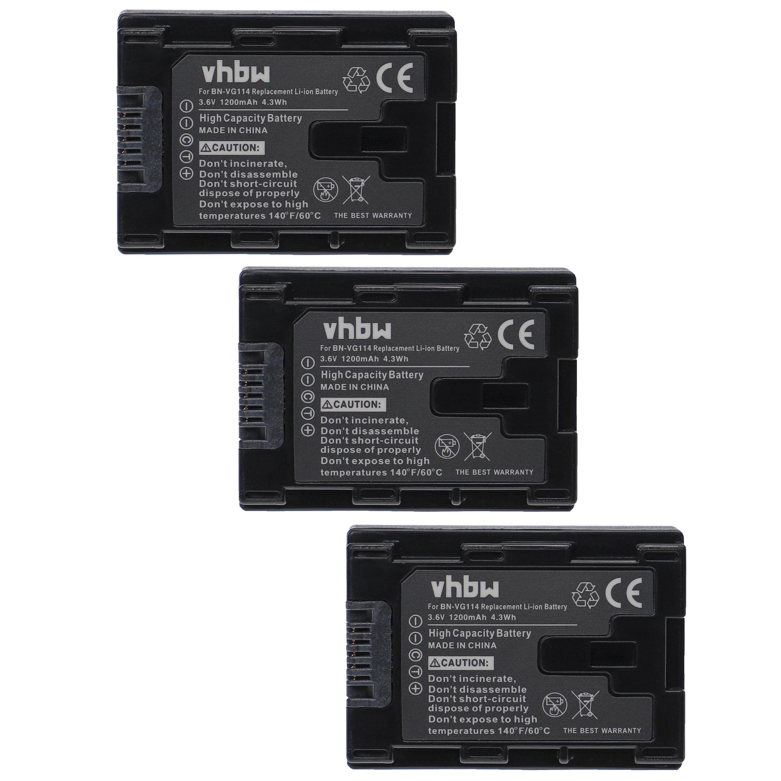 vhbw kompatibel mit JVC GZ-HM550BEK, GZ-HM550BUS, GZ-HM550BEU, GZ-HM550BU Kamera-Akku Li-Ion 1200 mAh (3,6 V)