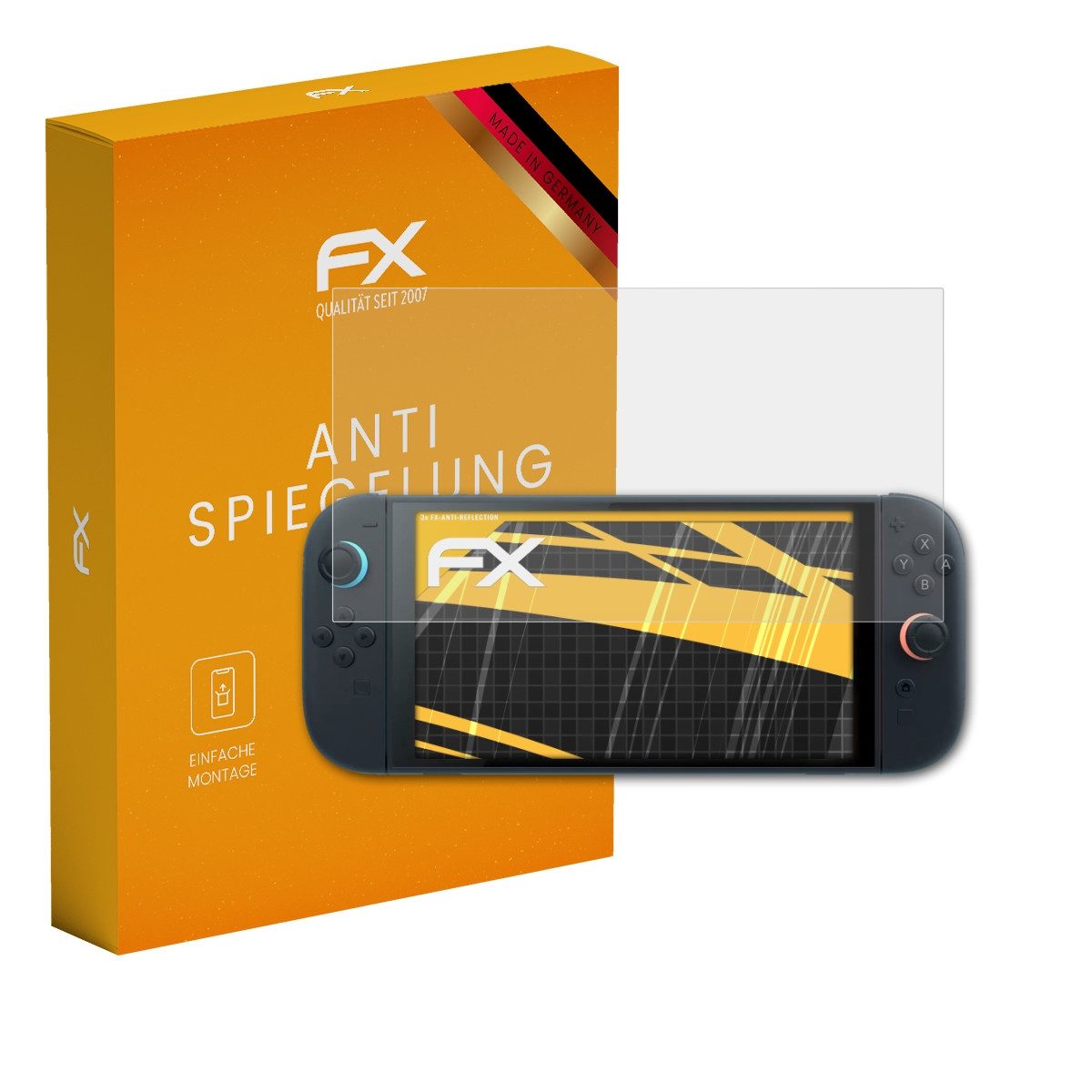 atFoliX Schutzfolie für Nintendo Switch 2, (3 Folien), Entspiegelnd und stoßdämpfend