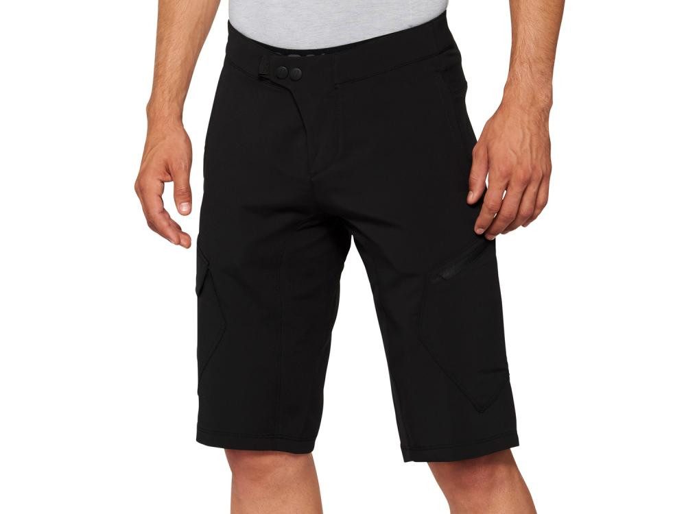 100% Fahrradhose 100% Ridecamp Short 34" black - leichte All-Mountain Bikeshort mit Top