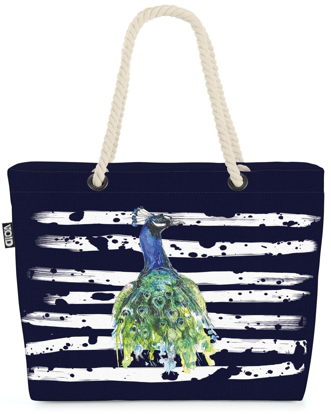 Strauß Strandtasche VOID marineblau Tier Vogel (1-tlg), Bird Zoo Pfau Safari