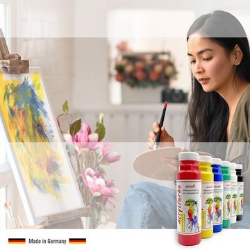 creative malmit® Acrylfarbe Acrylfarben 6er Set je 250 ml Künstler Malfarben Seidenmatt