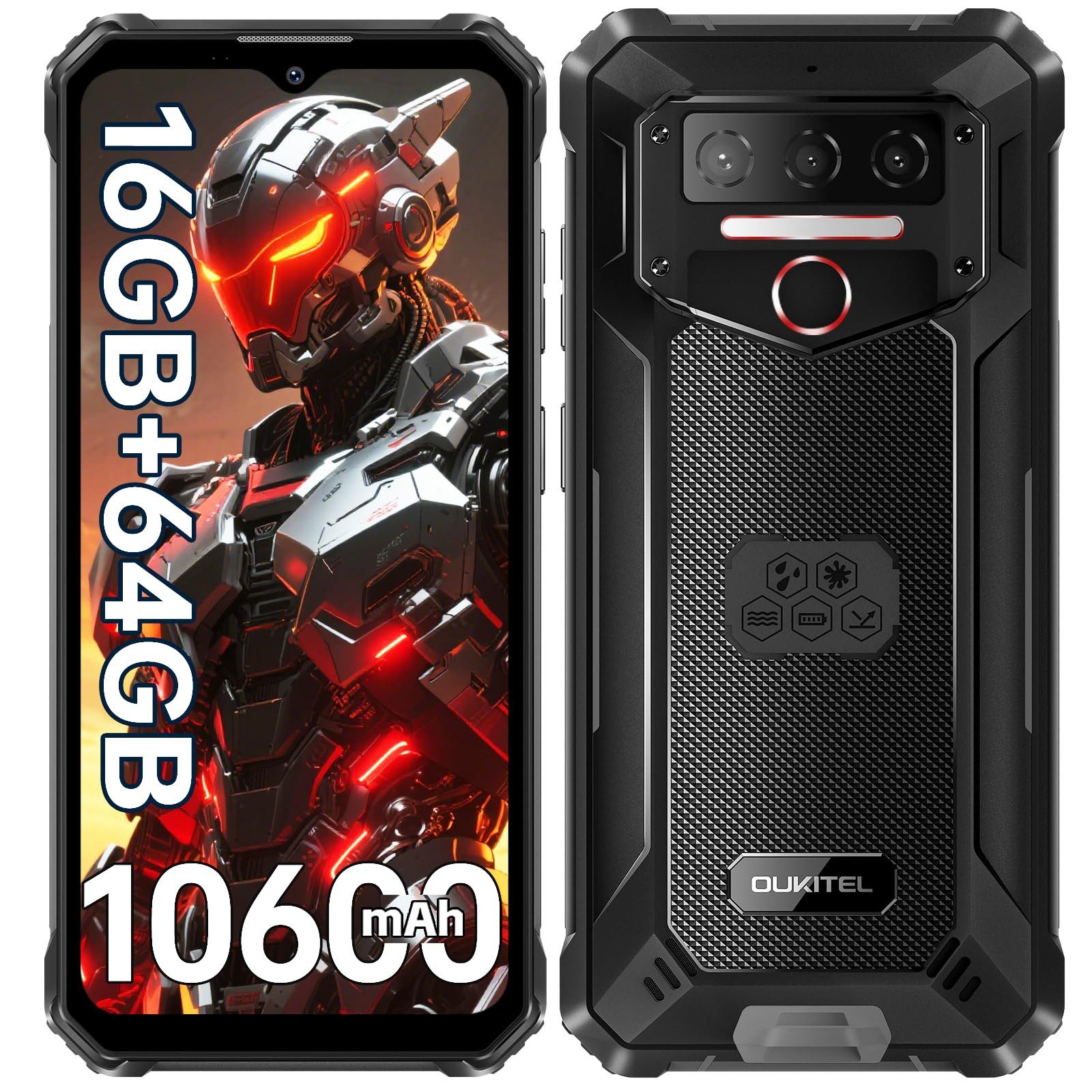 OUKITEL WP23S Android 15 Outdoor Smartphone (16,56 cm/6.52 Zoll, 64 GB Speicherplatz, 13 MP Kamera, ​IP68 Wasserdichit Rugged Smartphone, 10600mAh, Dual SIM 4G, NFC, GPS)