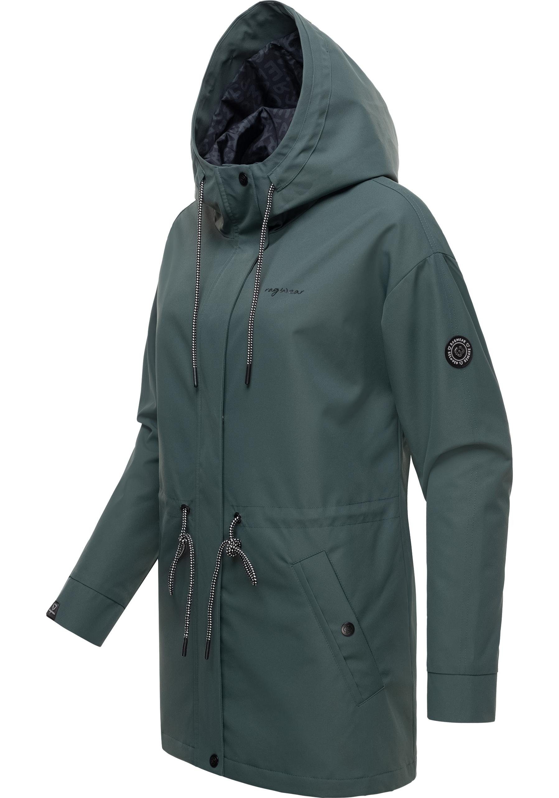 Outdoorjacke Materialien Remake Damen recycelten Urbanna aus Ragwear Übergangsjacke stylische dunkelgrün