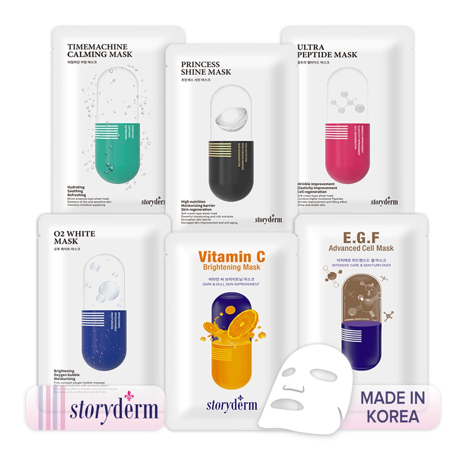 Storyderm Gesichtsmaske Korea TIMEMACHINE aus Premium NEUHEIT CALMING, Storyderm Gesichtsmaske 1-tlg. Tuchmaske Pflege