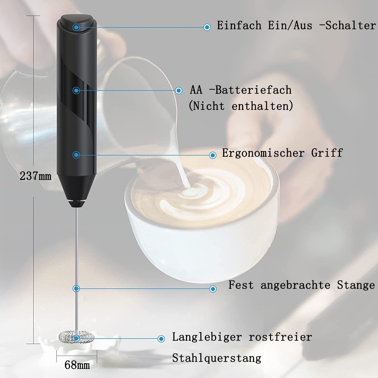 Handmaschine GelldG Getränkemixer, Milchaufschäumer, Milchaufschäumer tragbarer