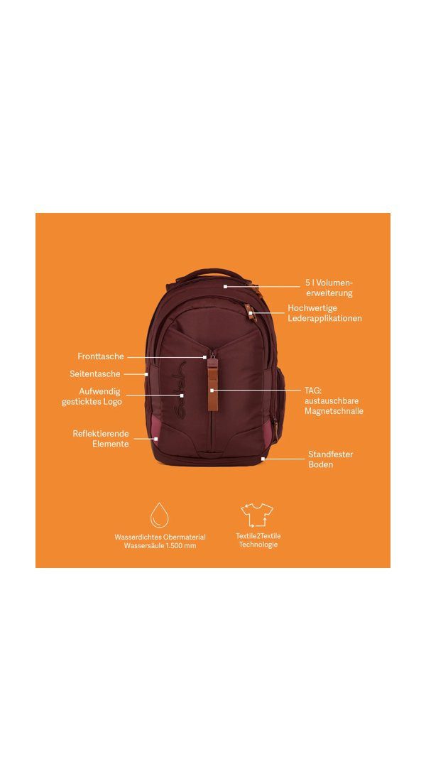 Satch Schulrucksack match (1-tlg), mit erweiterbarem Stauraum