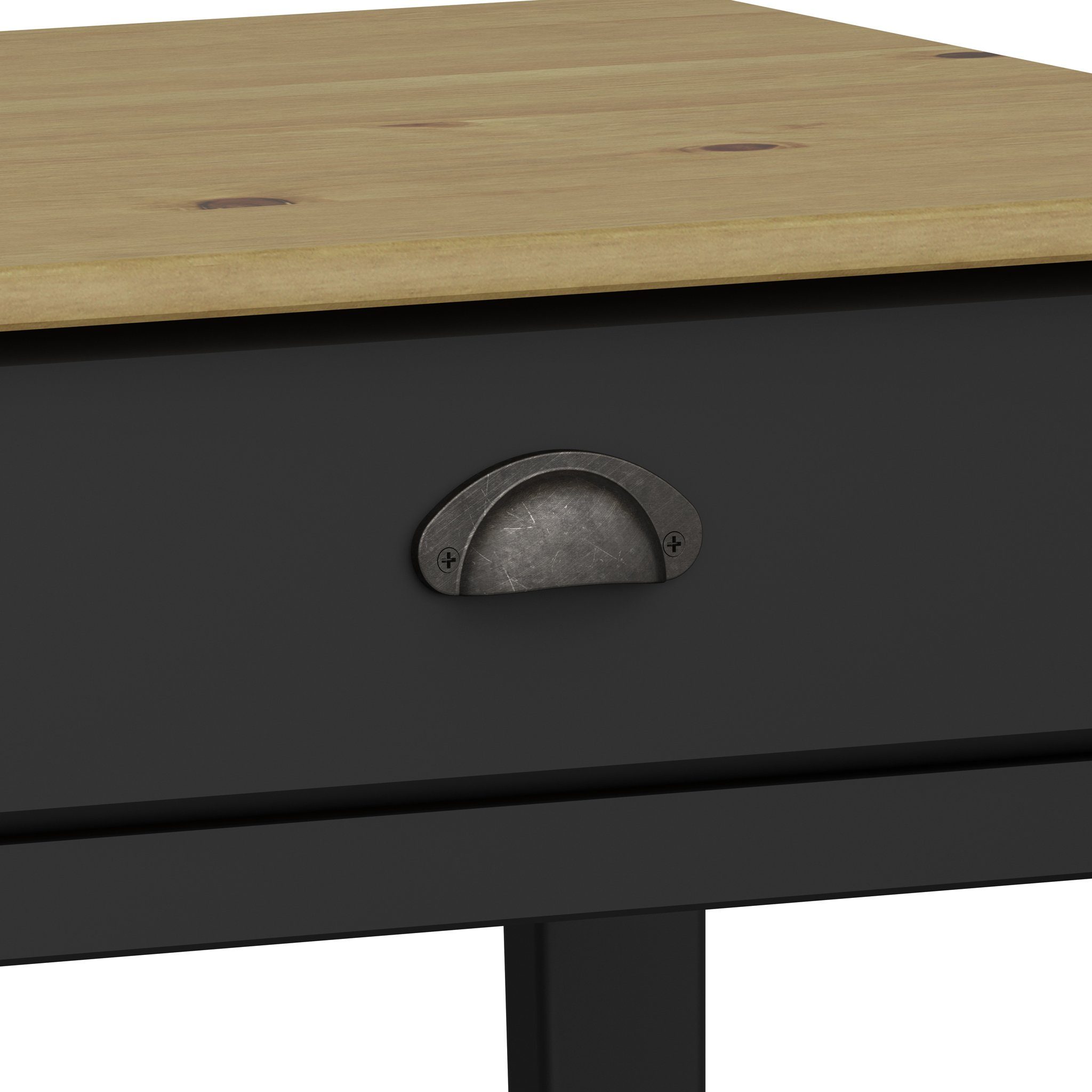loft24 Leander, mit Schubladen aus Schreibtisch schwarz/natur Holz FSC®-zertifiziertem 2